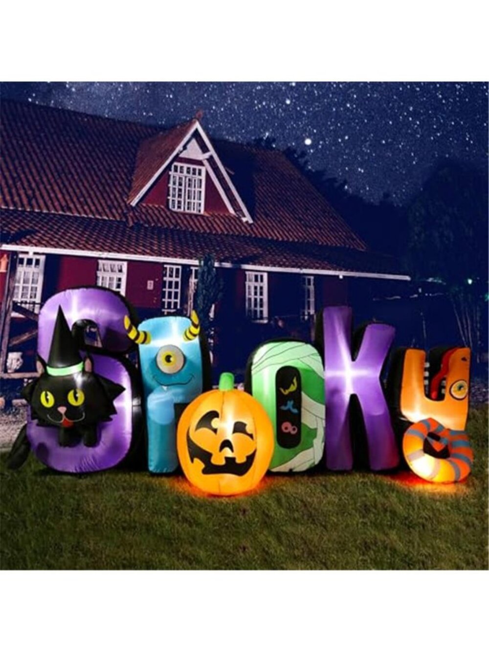 8.85 Ft Inflatable Outdoor Halloween Decor with Spooky and Black Cat